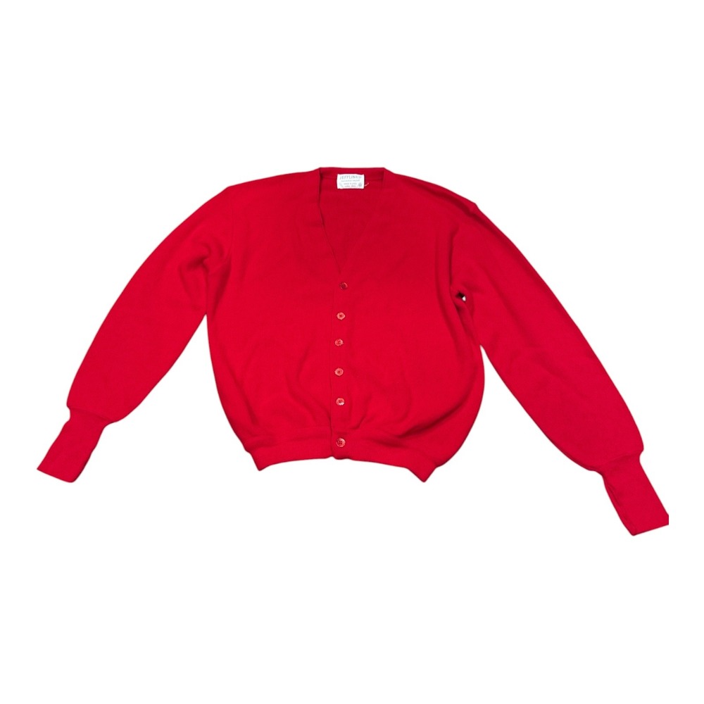 Vintage 70s Lord Jeff Jefflinks Red Cardigan Sweater Mens XL Orlon Acrylic USA